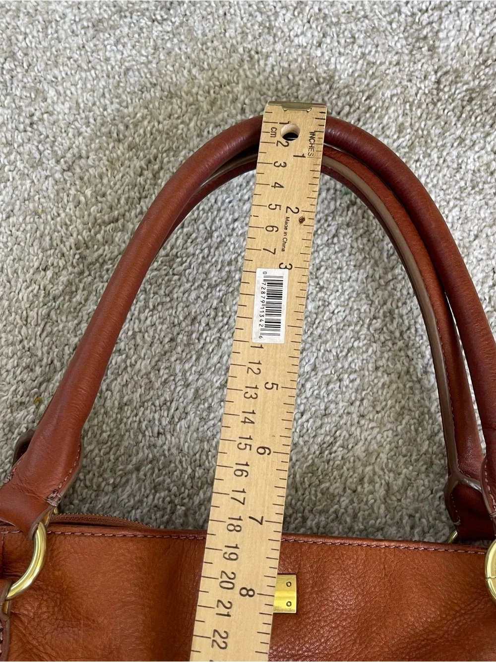 J.Crew Brompton Large Hobo Shoulder Bag Top Handed Cognac Brown Pebbled Leather